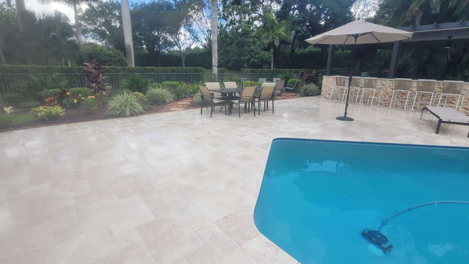 Professional pool deck cleaning, completed by Excelsior Power Cleaning, restoring beauty and safety.